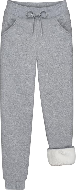 URATOT Women's Fleece Lined Pants Sherpa Lined Athletic Sweatpants with Pockets Winter Warm Jogger