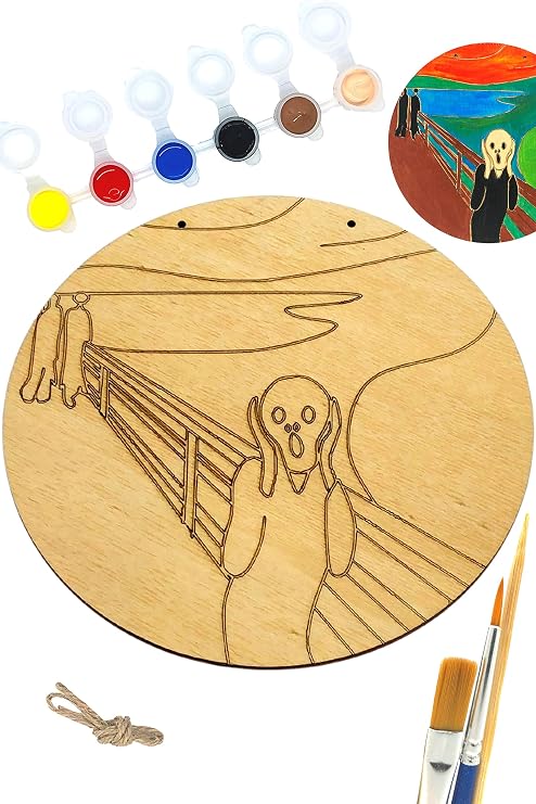 art inside Çığlık Tablosu Ahşap Boyama Seti Hediye Hobi Kiti 20 Cm