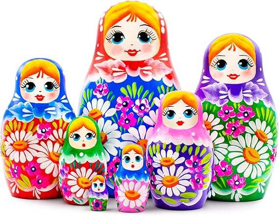 AEVVV Russian Nesting Dolls Handmade Matryoshka Dolls 5.3 in - Traditional Russian Nesting Dolls - Stacking Nesting Doll Set 7 pcs - Matryoshka Doll