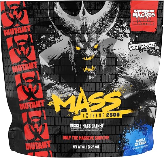 MUTANT Mass Extreme 2500 | High-Calorie Weight Gainer | Complex Carbs, BCAAs & Glutamine | Hardcore Muscle Mass Shake | 2720g | Vanilla Ice Cream