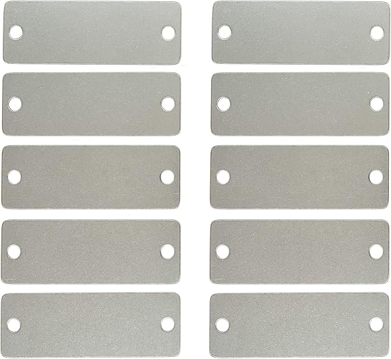 25 Pack Stainless Steel Blank Tags Rectangle Stamping Blanks with Two Holes