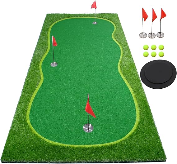 Golf Putting Green Mat,Golf Practice Training Mat for Indoor/Outdoor | Professional Golf Putting Mat,True-Roll Surface,Anti-Slip Base,Long Challenging Green Mat