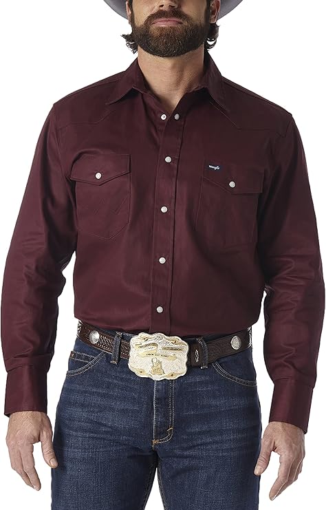 Wrangler Men's Cowboy Cut Western Chambray Snap Long Sleeve Work Shirt