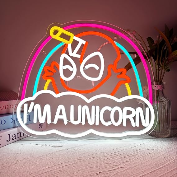 Cartoon Deadp001 Neon Sign,LED Neon Lights for Bedroom,Game Room,Man Cave,Playful Cartoon Character Neon Wall Decor with Knife,USB Powered Neon Light Gift for Birthday Gift,11.8x14.2 Inches.