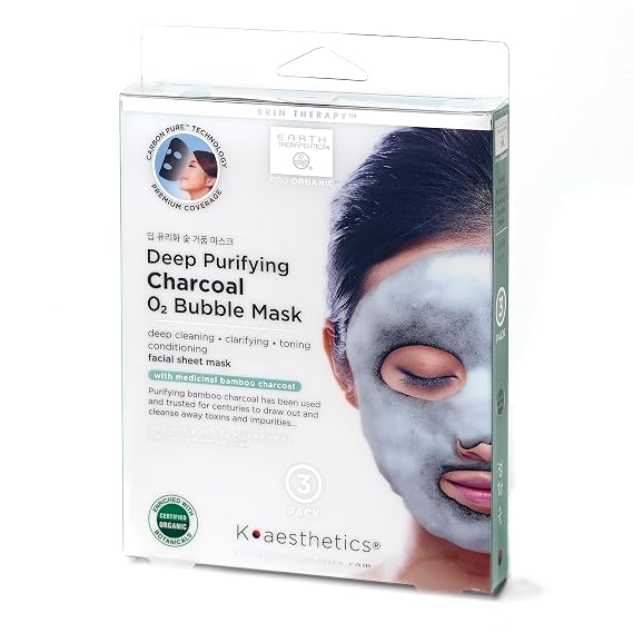 Earth Therapeutics Deep Purifying Charcoal Bubble Mask - 3 Pack (3 Masks)