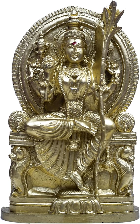 zig zag Sri Lalitha Tripura Sundari Devi Statue for for Pooja Room, Home, Office and Temple Idol Golden (Size-7 Inches)