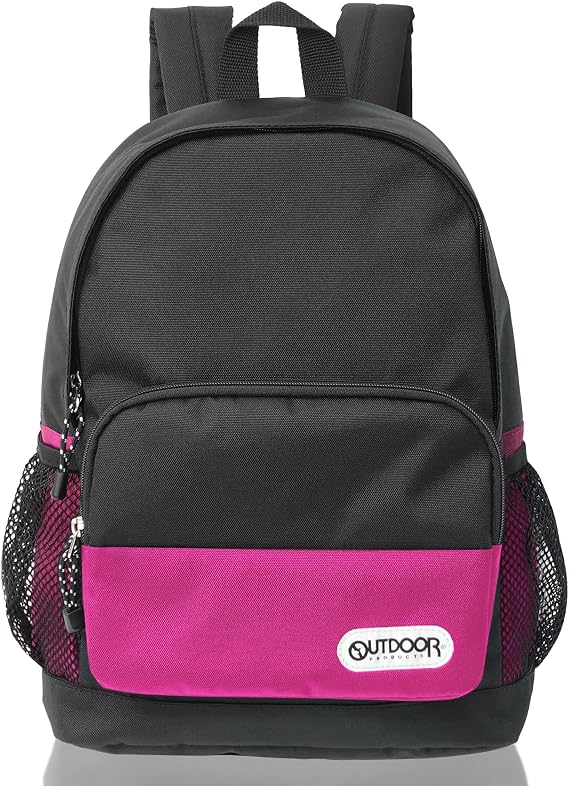 Outdoor Products Backpack, A4 Storage, Juniors, Mesh Pockets, Rough, Plain, Basic, Simple, Kids