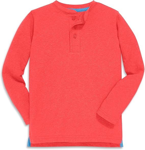 Primary Kids Heathered Long Sleeve Henley Tee, Soft Cotton Blend Shirt | Soft, breathable cotton