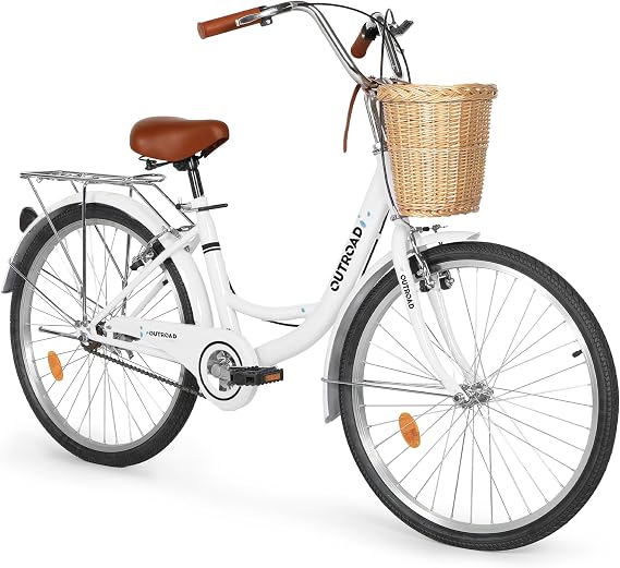 24" & 26" Beach Cruiser Bike for Women Men - Comfort City Bicycle with Front Basket & Rear Storage | Adjustable Seat Height | Sturdy High-Carbon Steel Frame | Choose Your Color