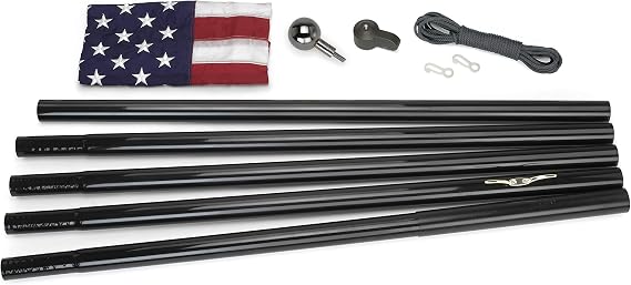 Valley Forge Flag All-American Series 3 x 5 Foot Nylon US American Flag Kit with 18-Foot Black Steel In-Ground Pole and Hardware, 18' (AA-18-Black)