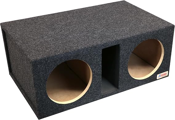 Bbox Dual Vented 10 Inch Subwoofer Enclosure - Pro Series Dual Vented SPL Car Subwoofer Boxes & Enclosures - Premium Subwoofer Box Improves Audio Quality, Sound & Bass - Nickel Finish Terminals