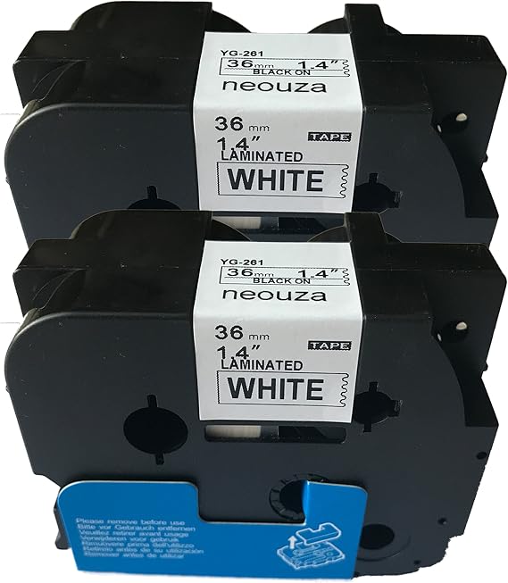 NEOUZA 2PK Compatible for Brother P-Touch Laminated TZe TZ 261 Label Tape Black on White Width 1.5" 36mm x Length 26.2' 8m