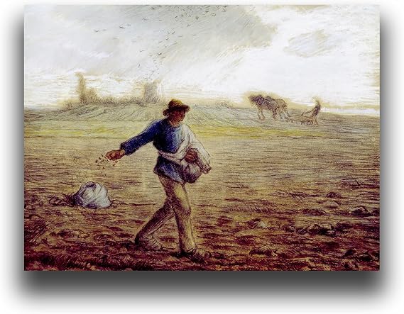 Jean-FrancOis Millet Painting - Sower Print - Realism Art Poster -Classic Scenic Canvas Wall Decor - Replicas of Famous Paintings - Classic Rural Scenery Wall Decoration Unframed (1216in/3040cm)...