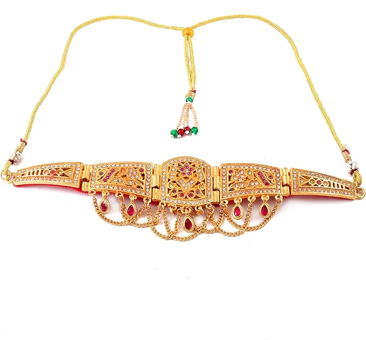 Jewar Necklace Indian Traditional Rajputi Rajasthani Handcrafted Traditional Royal Mughal Kundan Polki Ad Cz Meenakari Enamel Colorful Wedding Designer Bollywood Fashion Bridal Choker & Long Gold
