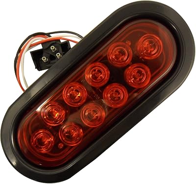 Autosmart KL-35100RK Red Oval Sealed LED Turn Signal and Parking Light Kit with Light, Grommet and Plug