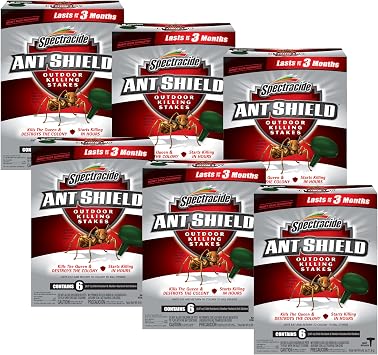 Spectracide Ant Shield Outdoor Killing Stakes 6 Count, Kills The Queen And Colony, Pack of 6