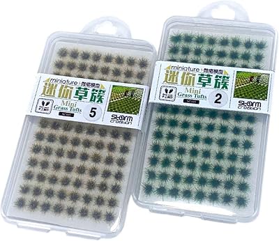 Cayway 208 PCS Static Grass Tufts Terrain Model Kit - Resin Static Scenery Miniature Shrubs & Bushes for Train Landscape Railway Artificial Grass Modeling