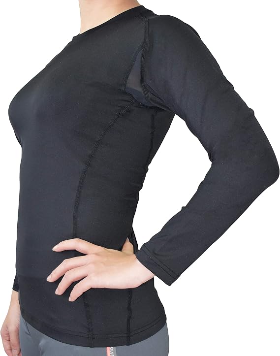 Vital Salveo-Germanium Women Athletic Compression Long Sleeve T-Shirts Cool Dry for Sports wear