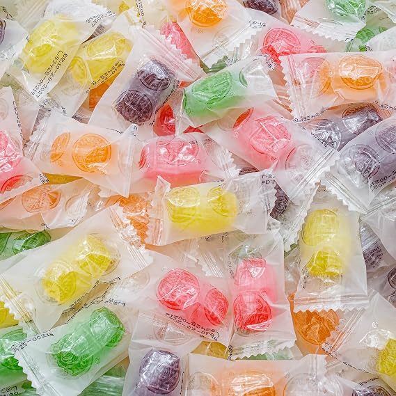 Assorted Fruit Hard Candy 2 lb | Flavors (Orange, Cherry, Lemon, Apple, Grape) | Bulk, Individually Wrapped, Kosher, Gluten Free