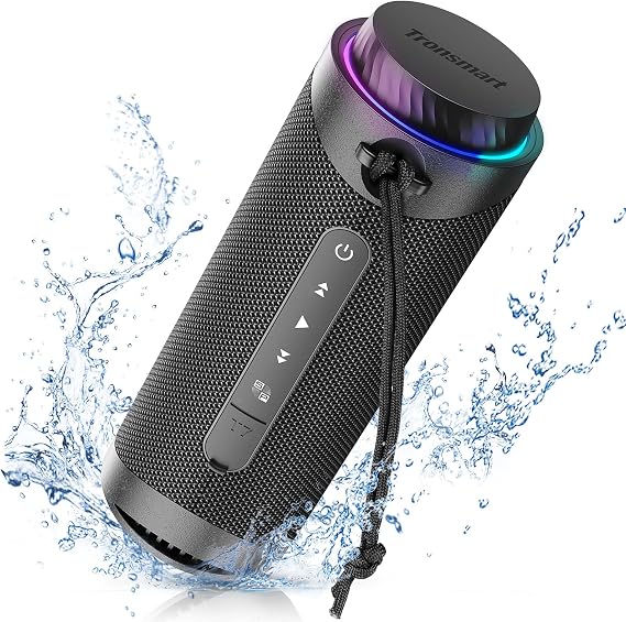 Tronsmart T7 Taşınabilir Bluetooth Hoparlör 360° Surround Ses, Uygulama Üzerinden Özel EQ, IPX7 Su Geçirmez, Çift Eşleştirme, LED Işık, Bluetooth 5.3, Döner Ses Kontrolü, Micro SD/TF Kart