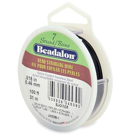 Beadalon 7 Strand Stringing Wire - .018in / .46mm, 100ft / 31m, Black