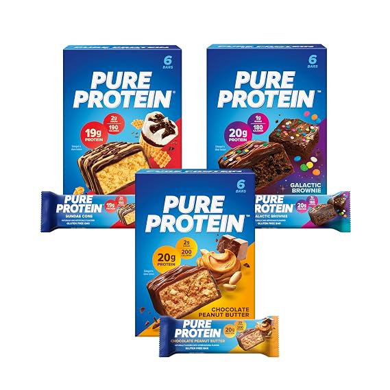 Pure Protein Variety Pack Protein Bars, 19g-20g Protein, Gluten Free, 18 Ct