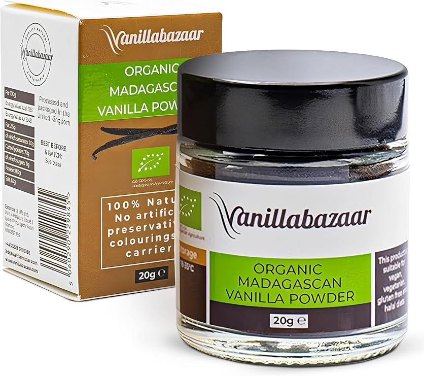 Pure Premium Organic Madagascan Vanilla Bean Powder (20g) | Premium Powder for Baking & Puddings | Natural Ground Vanilla Beans | Vanillabazaar