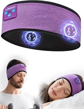 Lullaband Sleep Headphones Bluetooth Headband - Wireless Music Sleeping Mask Earphones for Side Sleepers with HD Stereo Speaker Tech Gadgets Gifts for Travel Workout Sports Meditation Yoga Housework