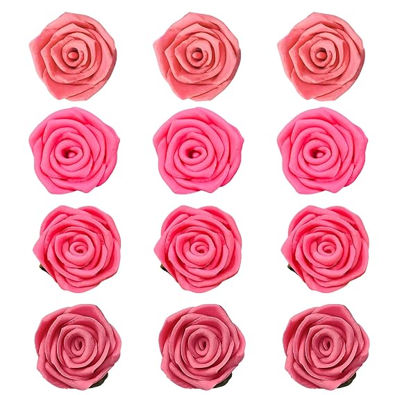 Confect Edible Rose Toppers Edible Rose Cupcake & Cake Toppers for Decorating Cakes, Cupcakes, Doughnuts- Vegan, Gluten-Free, Nut-Free, Soy-Free, Dairy-Free - Pack of 12