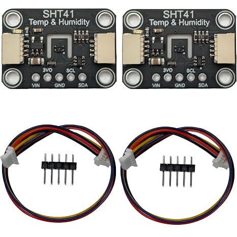 2PCS SHT41 Temperature Humidity Sensor Module, I2C, 0.2C Precision, Temp/RH, Breakout Board for Arduino ESP32