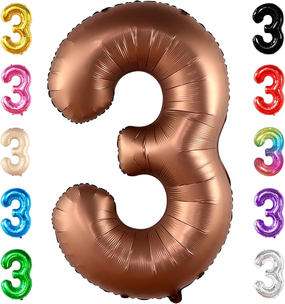 KatchOn Coffee Brown Number 3 Balloon 40 Inch