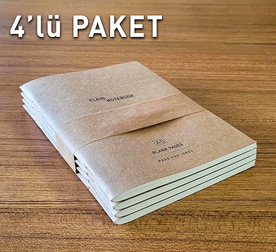 Etika A5 Kraft Kapak Tel Dikişli Defter 4'lü Paket