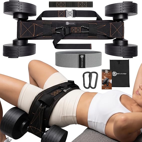 DAY-X Hip Thrust Belt for Dumbbells, Kettlebells & Plates Tested Up to 300 lbs - 3-Mode Hip Thrust + Dip Belt + Squat Yoke - Heavy Duty Glute Workout Equipment - Booty Belt for Home & Gym - DAYCrafterGear