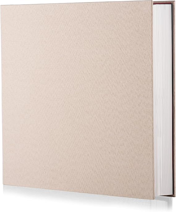 Light Beige Photo Album Self Adhesive Scrapbook Album for 46 Photos/Pictures DIY Linen Cover Album 15 Sheets/30 Blank Pages for Family Wedding, Birthday, Christmas, Anniversary