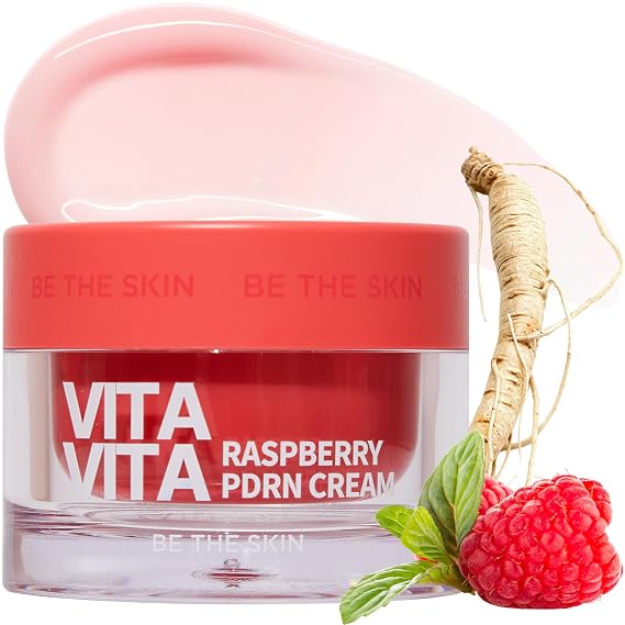 BE THE SKIN Vita Vita Raspberry PDRN Cream - Korean Face Moisturizer for Dull Uneven Skin - Firming, Radiance with Niacinamide 20000ppm Vitamin C Glutathione - Vegan K-Beauty, 1.76 oz.