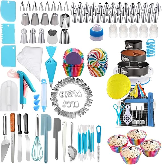 Cake Baking Kit - Piping Bags And Tips Set, Cake Pop Tools | Complete Decorating Accessories, Real Cake Pans Included, Ideal For Girls, Adults, Baking, Creative Cake Decoration Use