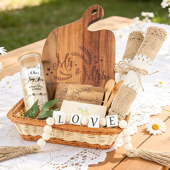 Wisreach Wedding Gifts for Couples 2026, Mr and Mrs Cutting Board Gift Basket Set, Bridal Shower Gifts, Engagement Gifts for Couples, Bride and Groom Kitchen Gifts