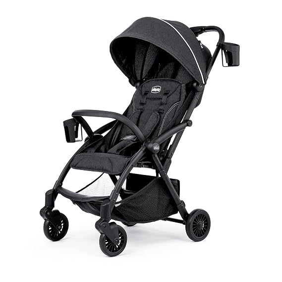 Chicco Presto Self-Folding Lightweight Baby Stroller Under 15 Pounds | Graphite/Grey, compact travel umbrella stroller for toddlers ages 1-5, up to 50 lbs, UPF 50+ canopy, aluminum frame