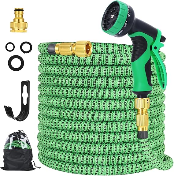 Expandable Garden Hose 100ft, with10-Function Hose Spray Gun.