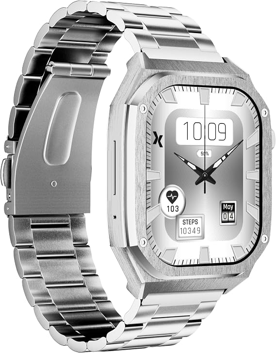 Maxcom FW65 Iron S - Men's Jewellery Smartwatch - BijouWatch® - 1.95" Amoled Screen - 2.5D Glass - Call Function - IP68 - Sport Tracker - 2 Straps-Silver