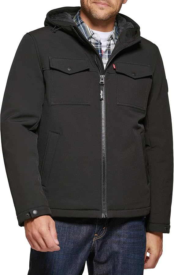 Levi's Men's Soft Shell Hooded Storm Coat (Regular & Big & Tall Sizes) Insulated Jacket