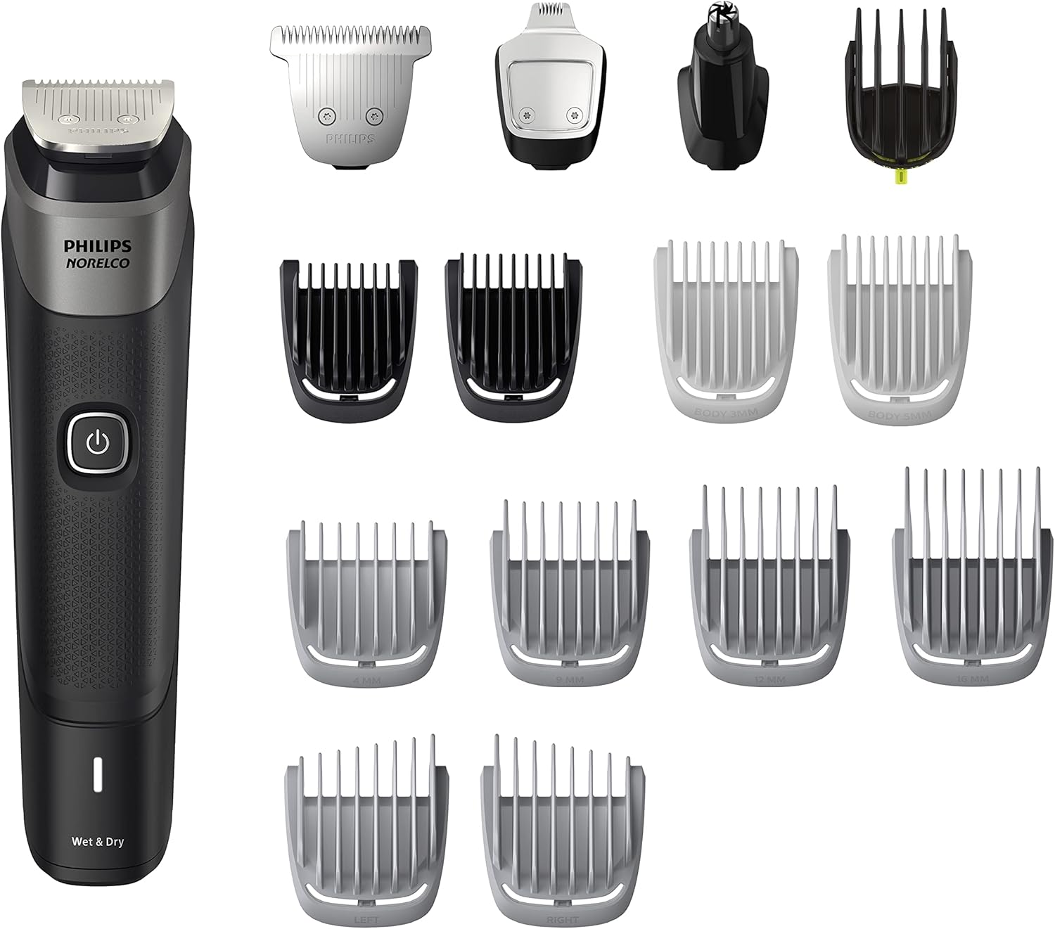 Philips Norelco Multigroom Series 5000 18 Pieces, Beard Face, Hair, Body and Intimate Hair Clipper for Men - NO KNIFE OIL MG5910/49