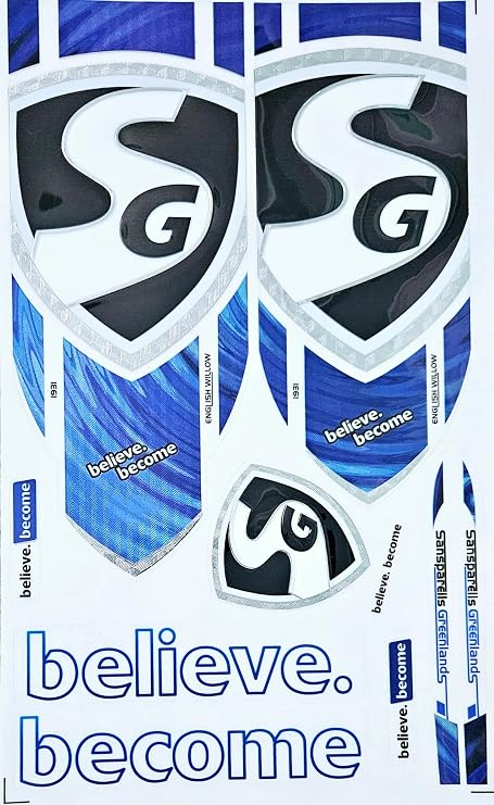 AYN Cricket Bat Sticker 4D Digital Embossed English Willow Fiber Tape Sports Accessories Protection, Sunny T Blue