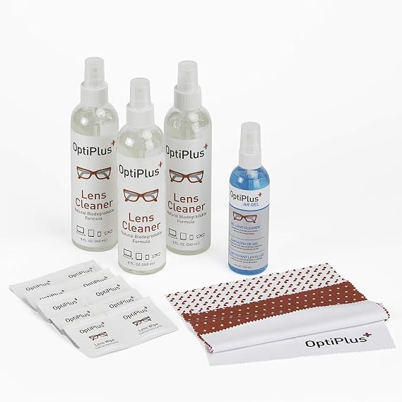 OptiPlus Lens Cleaner & XL Premium Microfiber Cloth Pre-Pack (24oz + 4oz Gel)