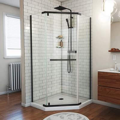 DreamLine Prism 38 18 inch x 72 inch Frameless Neo-Angle Pivot Shower Enclosure in Matte Black