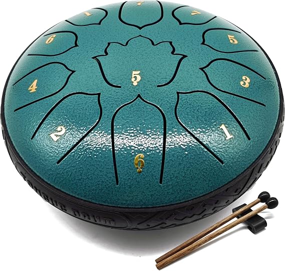 Steel Tongue Drum 11 Notes 6 Inches, Rain Drum for Outside with Bag, Music Book, Mallets, Finger Picks, Stickers Meditation & Yoga Steel Drum