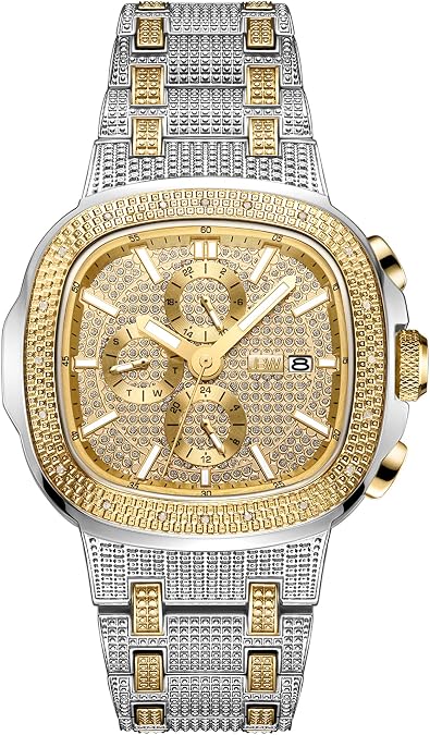 JBW Luxury Men's Heist J6380 0.20 ctw 20 Diamond Wrist Watch with Stainless Steel Bracelet, 47.5mm