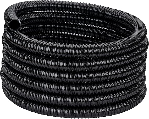 DAVCO Kinkproof 1-1/4 Dia Waterfall, Pond Tubing & Aquarium Hose, 1-1/4-Inch ID, 20 FT, Black, Corrugated