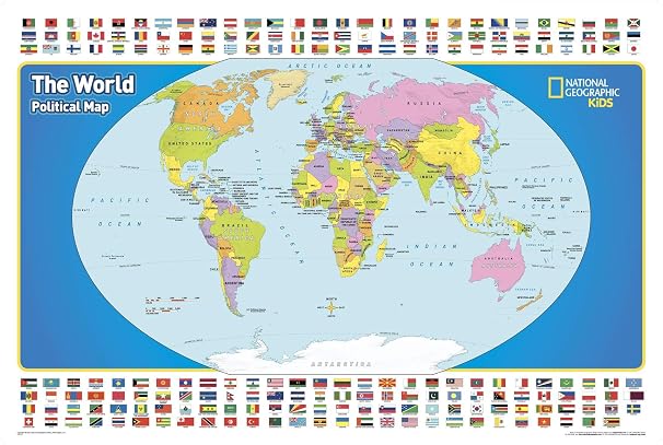 National Geographic World for Kids Wall Map - Laminated (Poster Size: 36 x 24 in) (National Geographic Reference Map)