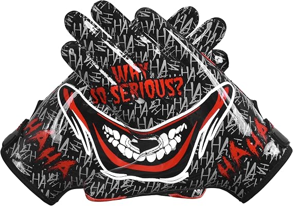 Youth Football Gloves American Reciever Villain Football Gloves for Adult Men Women and Boys with Super Sticky Silicone Grip Palms Ultimate Performance Boosters